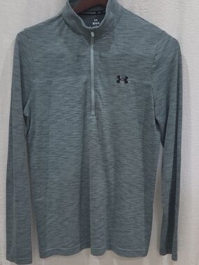 Under Armour Men's Gray Heathered Fitted 1/4 Zip Mock Neck Pullover L